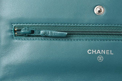 Chanel Chain Wallet Shoulder Bag Long Wallet Clutch Turquoise