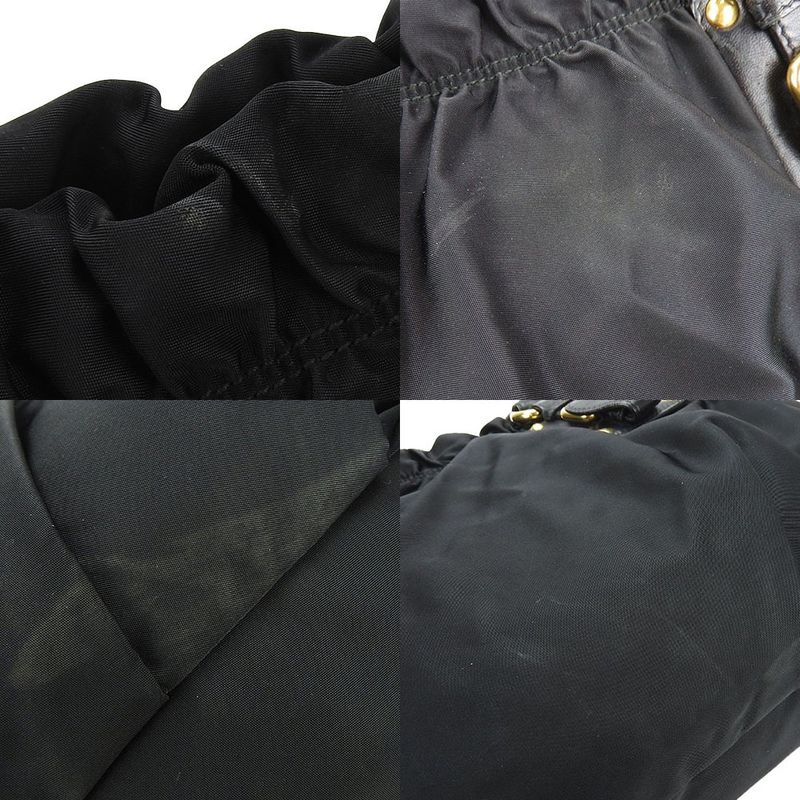 Prada Handbag 2WAY Nylon Leather Black Everyday Casual Gold Hardware Ladies