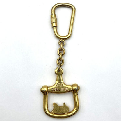 Celine Key Ring Key Holder Horse Carriage Gold Ladies Men Vintage Fashion