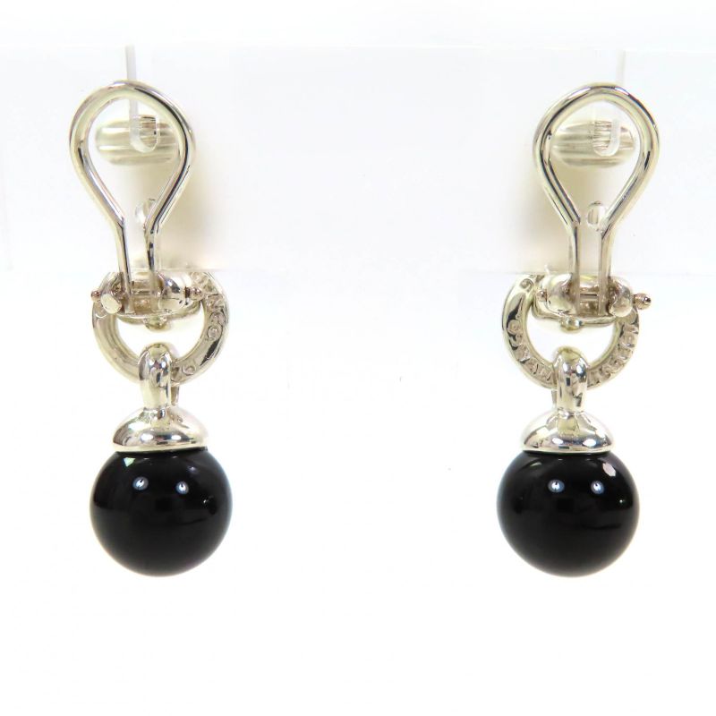Tiffany & Co Ball Dangle Sv925 Onyx Binaural Earrings Accessory Black Silver