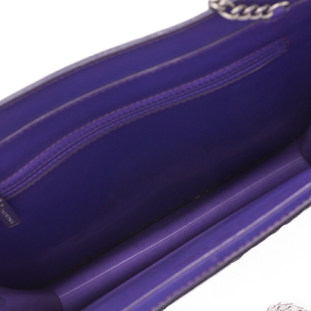 Chanel Shoulder Bag Coco Mark Logo Hologram Purple Silver Hardware Women's Bag