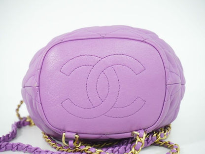 Authentic Chanel Coco Mark Matelasse Drawstring Chain Backpack Sac Backpack