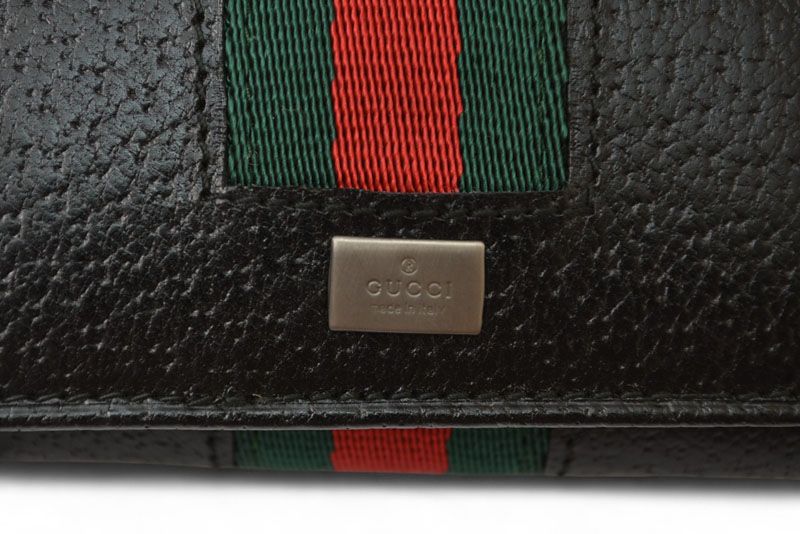 Gucci Outlet Key Case Key Holder Gucci 6-stacks Pigskin Sherry Line Black 033