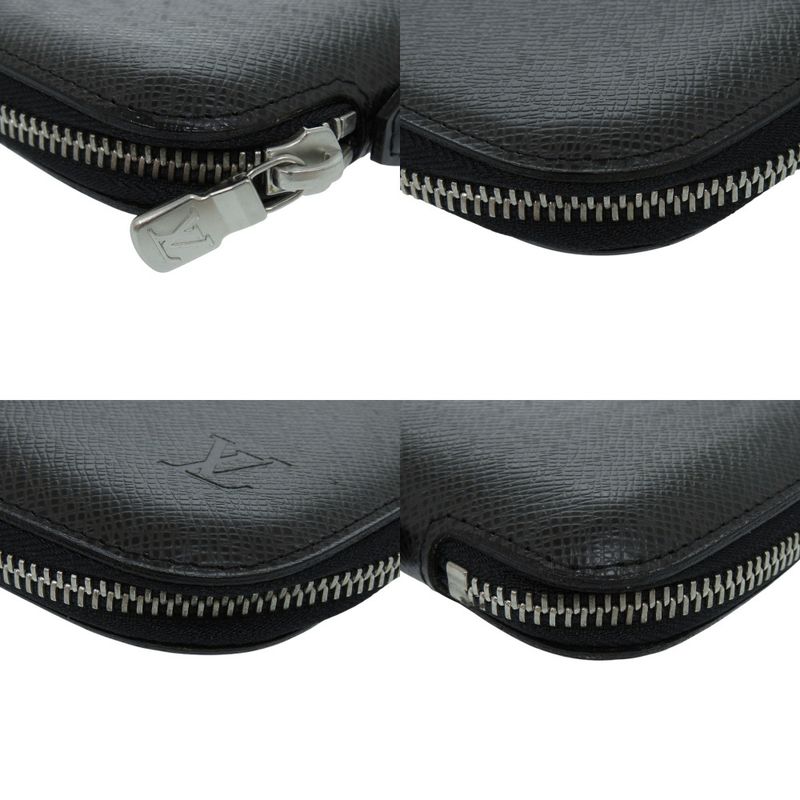 Louis Vuitton Organizer Athol Taiga M30652 Taiga Leather Black Long Wallet