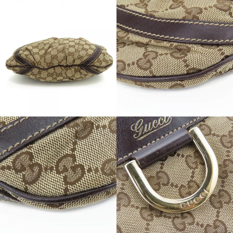 Gucci Shoulder Bag 203257 Abbey GG Canvas Beige Dark Brown Gold Hardware