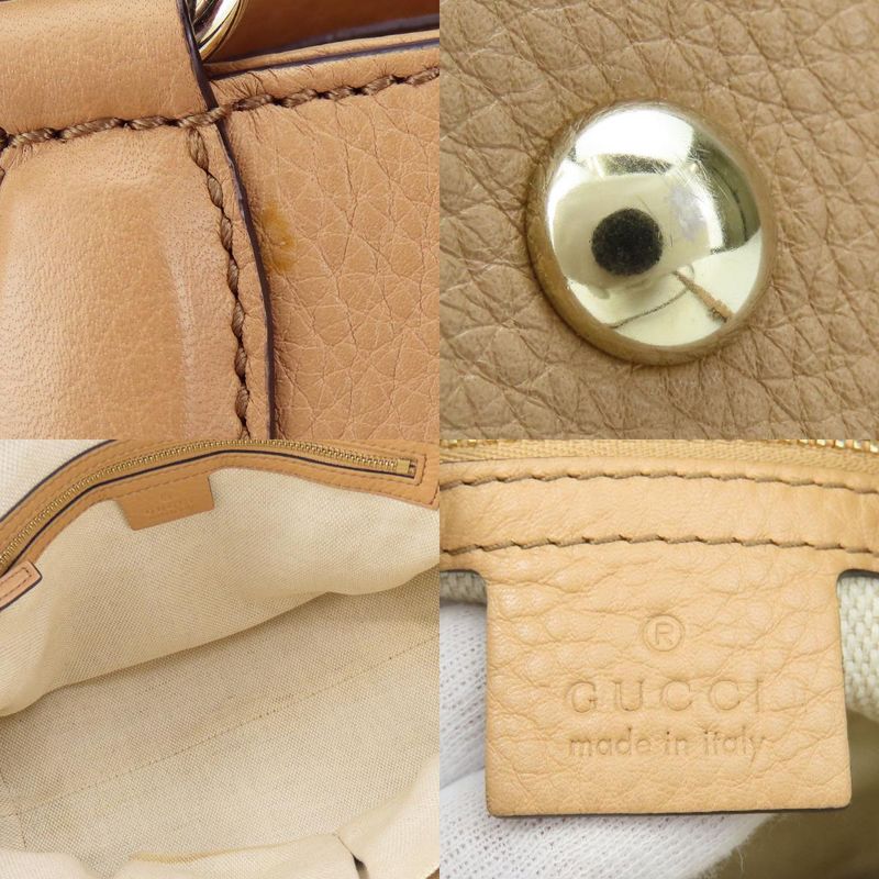 Gucci Handbag Soho 369176 Interlocking Tassel Leather Beige Gold Hardware 2WAY