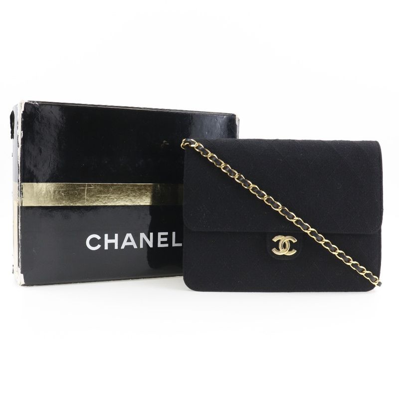 Chanel Chain Shoulder Matelasse Cotton Black Ladies Shoulder Bag