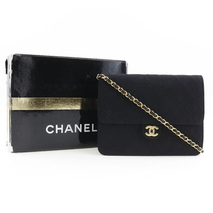 Chanel Chain Shoulder Matelasse Cotton Black Ladies Shoulder Bag