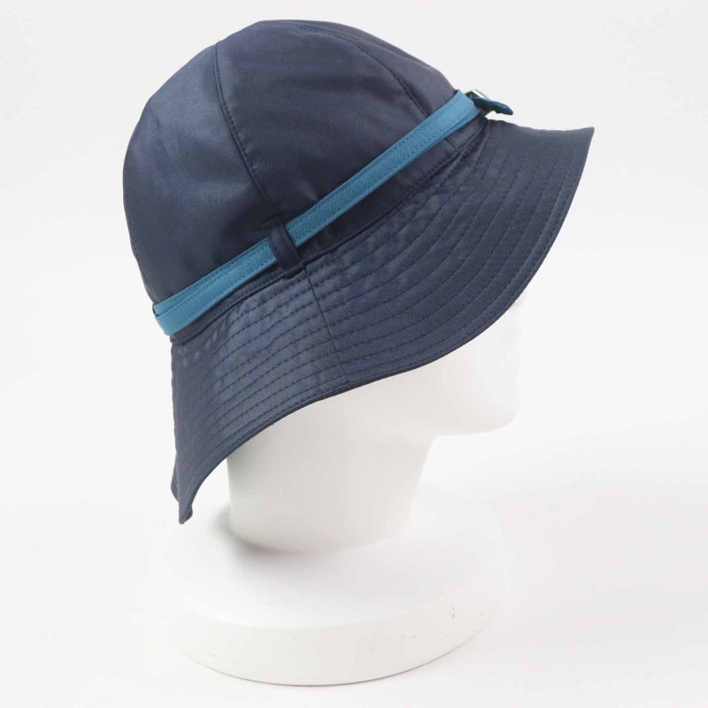 Hermes Silver Hardware Belted Hat/hat Navy Light Blue 56 Made In France Ladies
