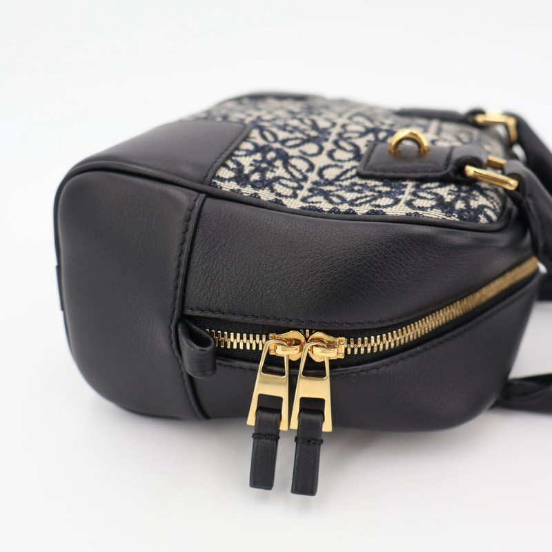 Loewe Amazona 16 Navy Black Gold Hardware A039n21x03 Calf Anagram Jacquard