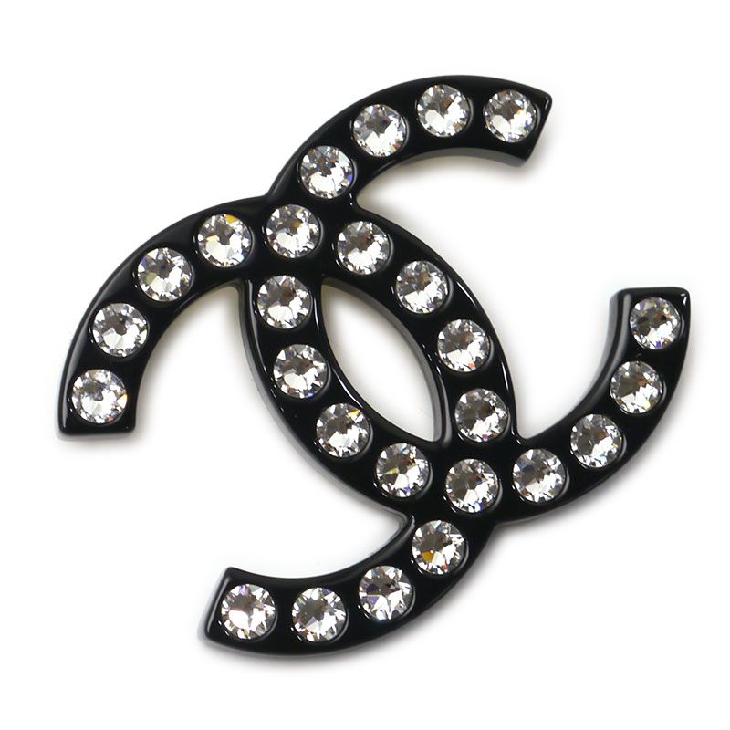 Chanel Knit Cap Cashmere With Coco Mark Brooch Black