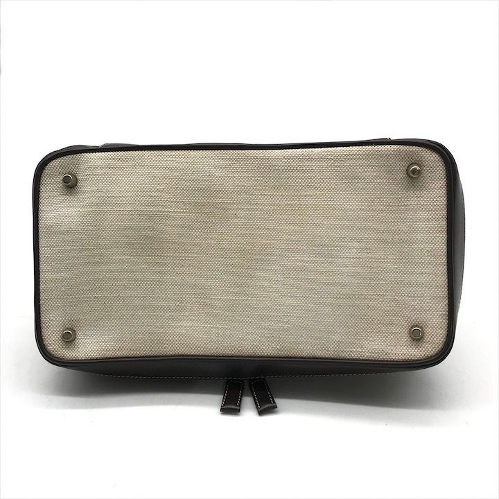 Prada Canvas Leather Mini Hand Bag Clasp Brown