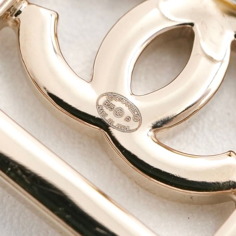 Chanel Earrings Earring Gold Coco Mark Rhinestone Square