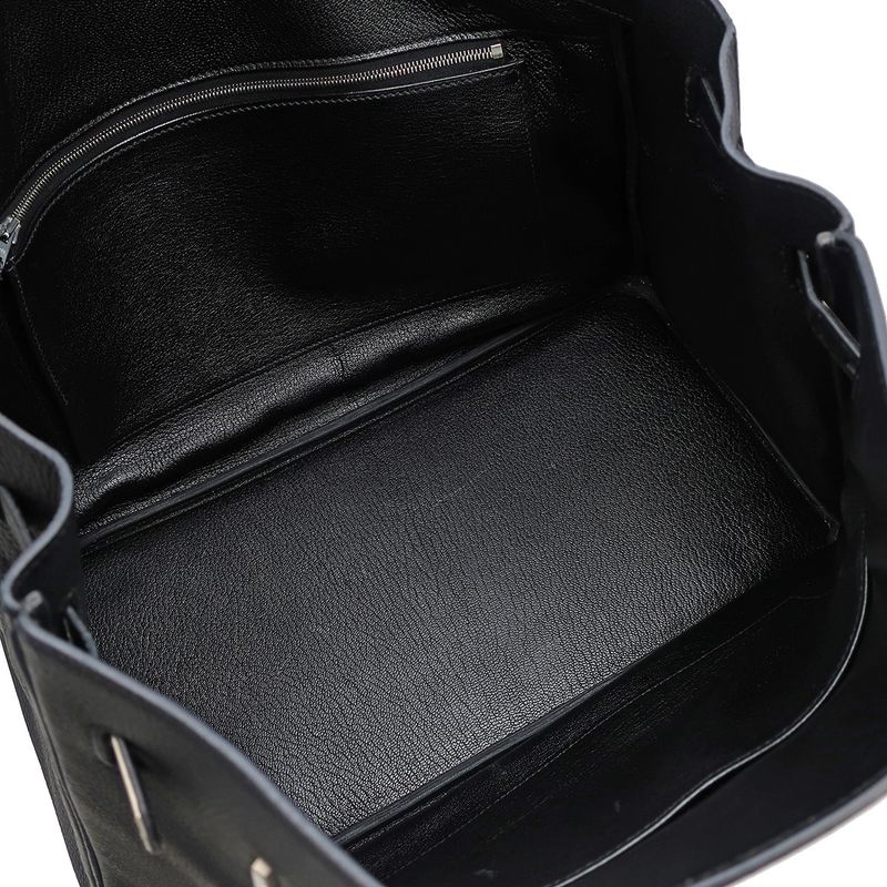 Hermes Handbag Birkin 35 Togo Black Matte Silver Hardware Black D Engraved