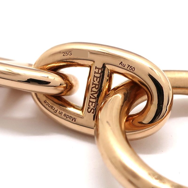 Unused Hermes Chaine D'ancre MM Bracelet 15 Frames 15 Links Au750 18K