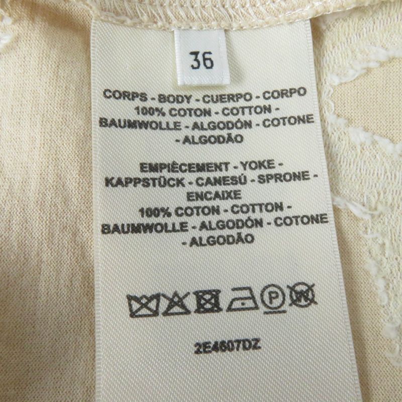 Hermes 22SS 2e4607dz 100% Cotton Short Sleeve T-shirt Top Beige 36 Made In