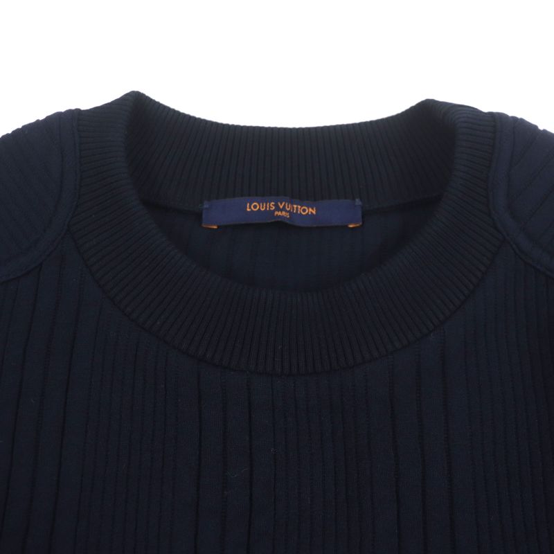 Louis Vuitton 21AW Cotton Nylon LV Logo Embroidery Stripe Pattern Crew Neck
