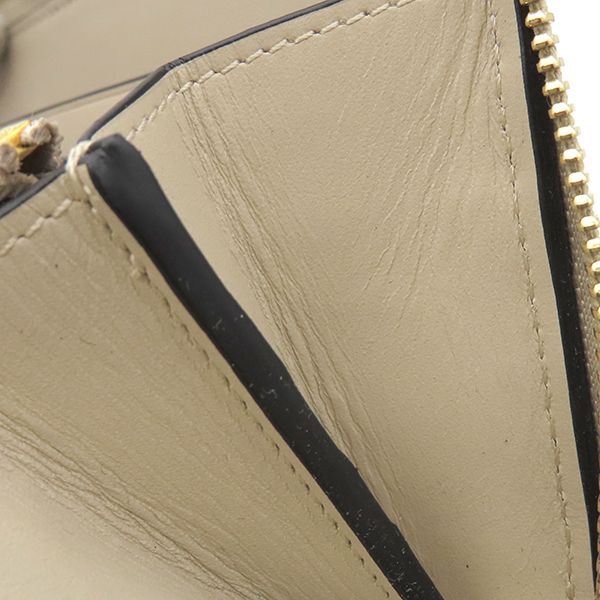 Loewe Long Wallet Repeat Zip Around Calfleather Light Oats Gold Hardware