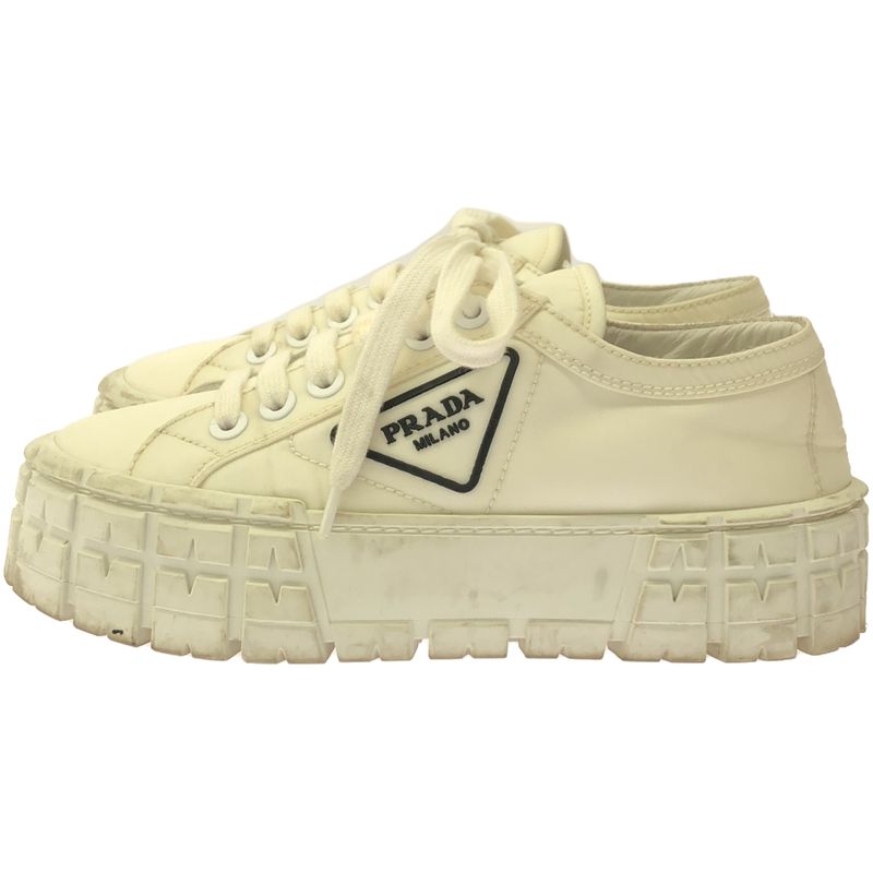 Prada Re Nylon Double Wheel Nylon Gabardine Sneakers 260 White 36 1 2