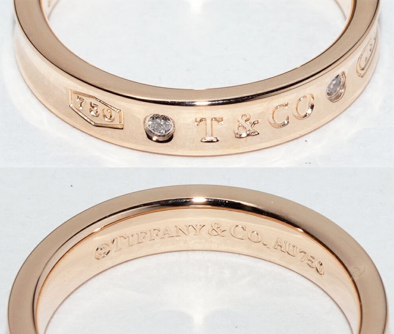 Tiffany & Co Ring 18K Pink Gold Diamond 2P 1837 Narrow Ring