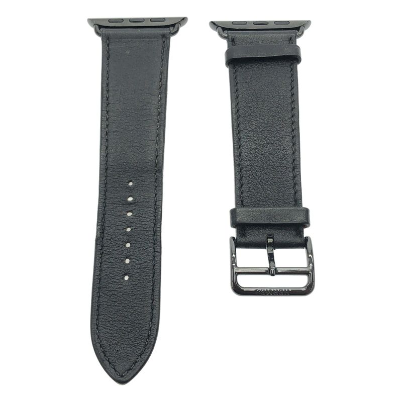 Hermes Noir Black Simple Tour Apple Watch Leather Belt Black