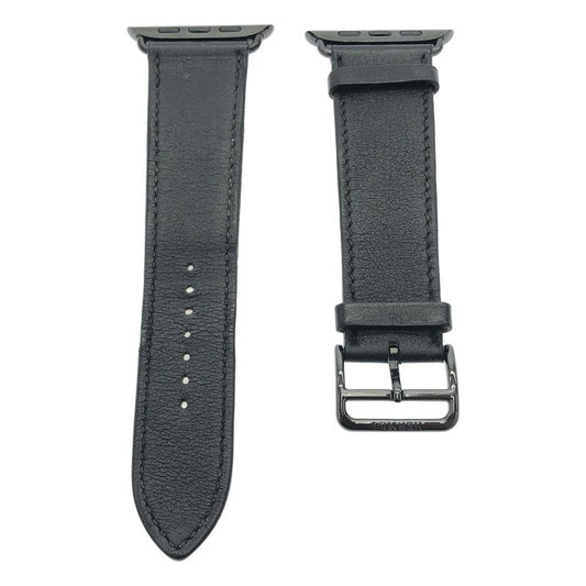 Hermes Noir Black Simple Tour Apple Watch Leather Belt Black