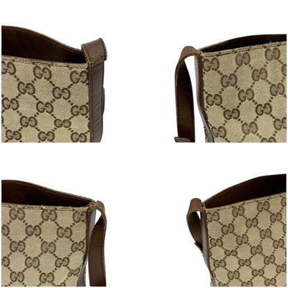 Gucci Bucket Shape One Shoulder Bag Handbag Shoulder GG Canvas Brown Beige