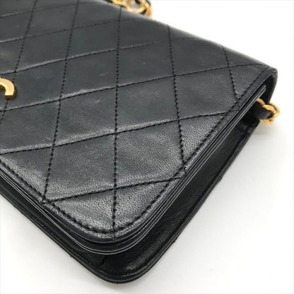 Chanel CC Logo Push Lock Mini Quilted Lambskin Chain Shoulder Bag Black
