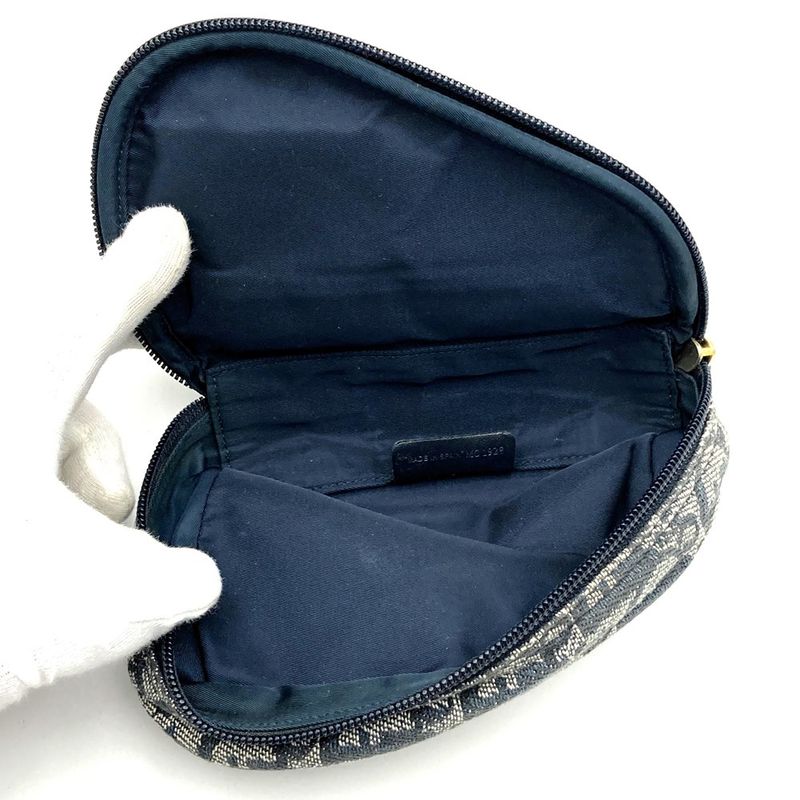 DIOR Pouch Navy Canvas Trotter Saddle Women's Branded High Brand Fashion