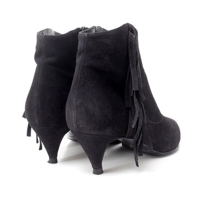 Saint Laurent Paris Boots Size 37 Studded Fringe Decoration Suede Short Boots