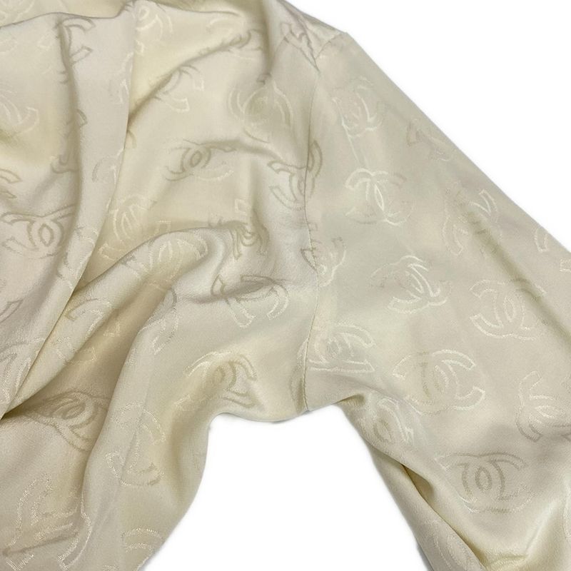 Chanel Long Sleeve Shirt Blouse Size 40 M Women's P74771 Ivory 2023/coco