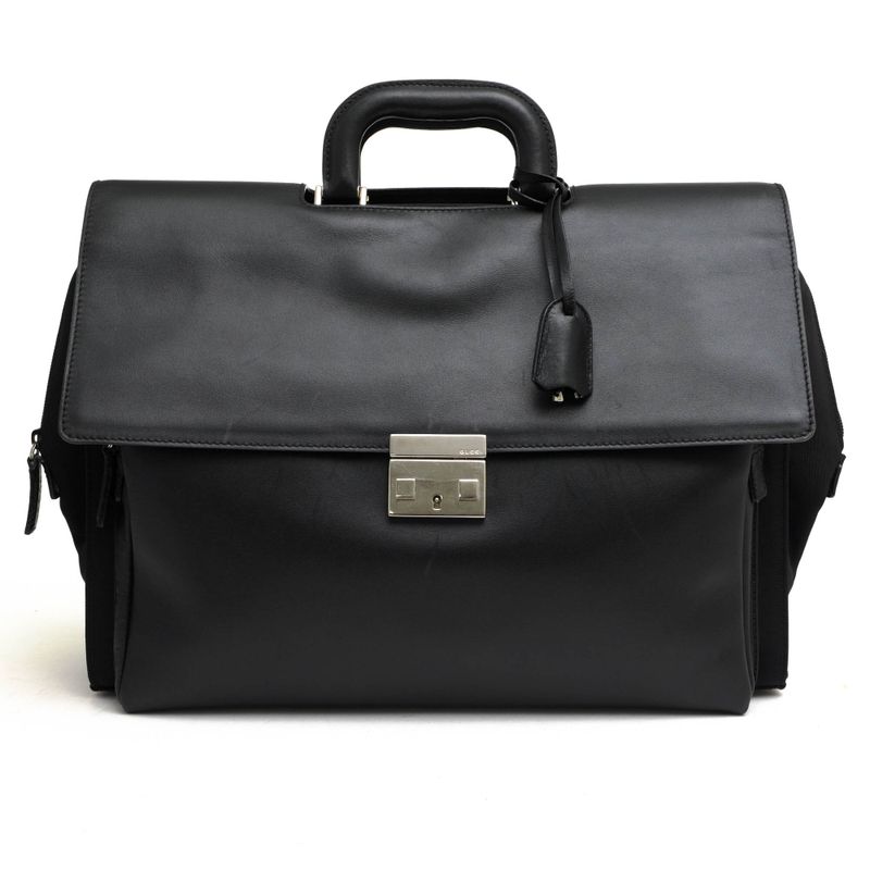 Gucci Bags Briefcase Business Bag Business Men Leather Genuine Black Flap Style