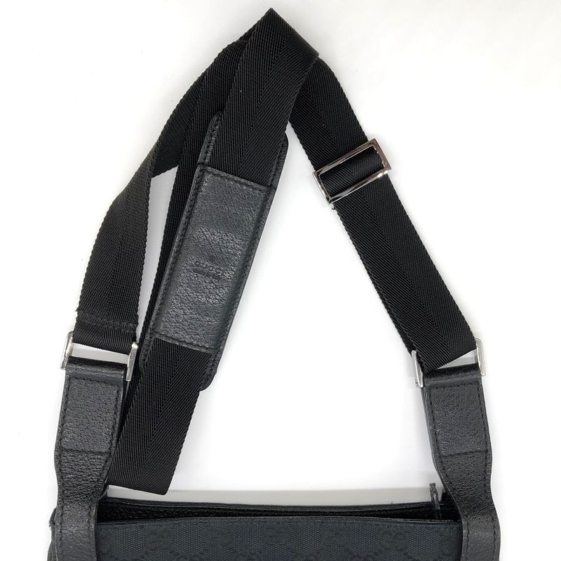 Gucci 122793 Shoulder Bag Black GG Canvas Women Men Fashion