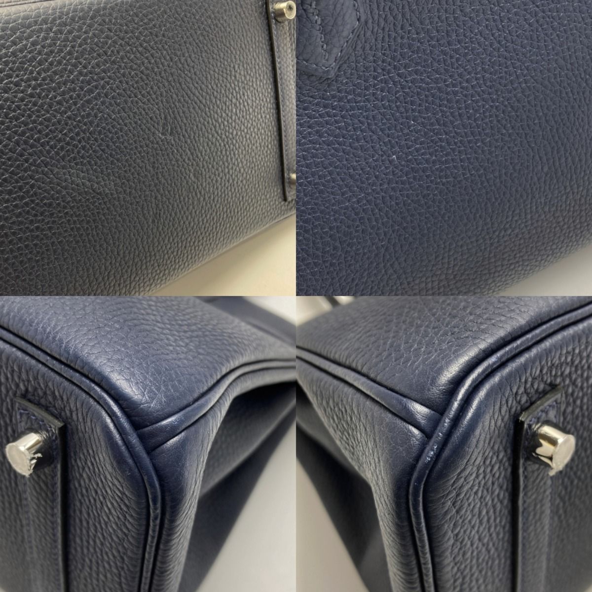 Hermes Birkin 30 Verso Handbag Blue Nuit C Engraved Taurillon Clemence