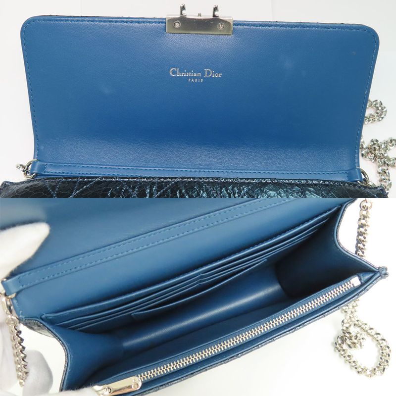 Dior Miss Dior Wallet Chain Shoulder Bag Metallic Blue - Svhardware