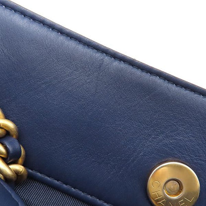 Chanel Tote Matelasse Small Shopping Bag Calf Leather Navy Gold Hardware Navy