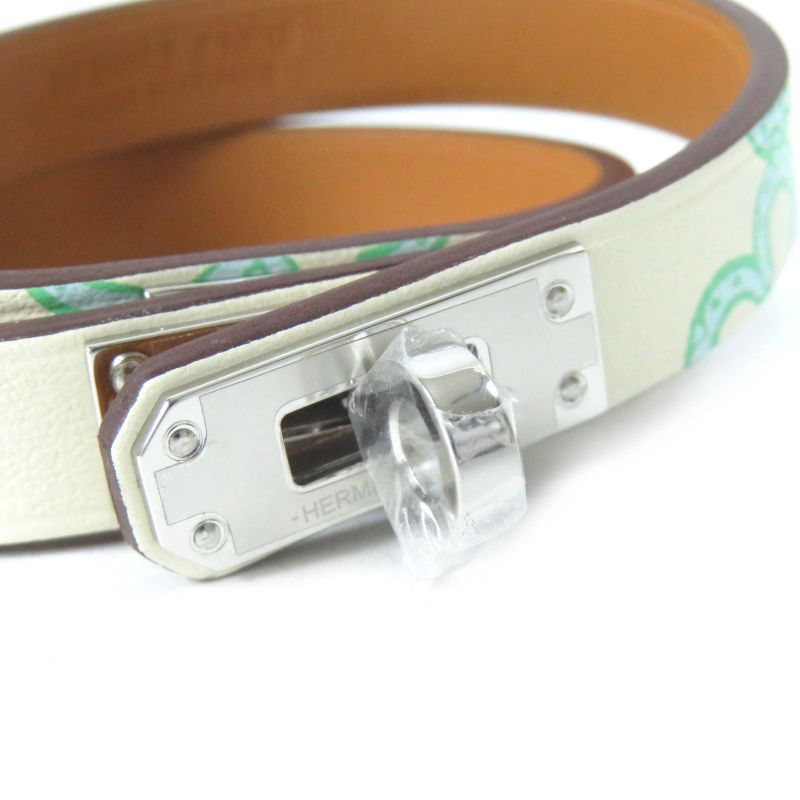 Hermes Mini Kelly Dubreuil Lucky Daisy Bangle Bracelet Vorsoft Green Ivory