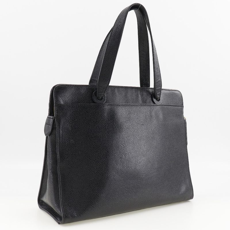 Chanel Logo Caviar Skin Black Ladies Handbag