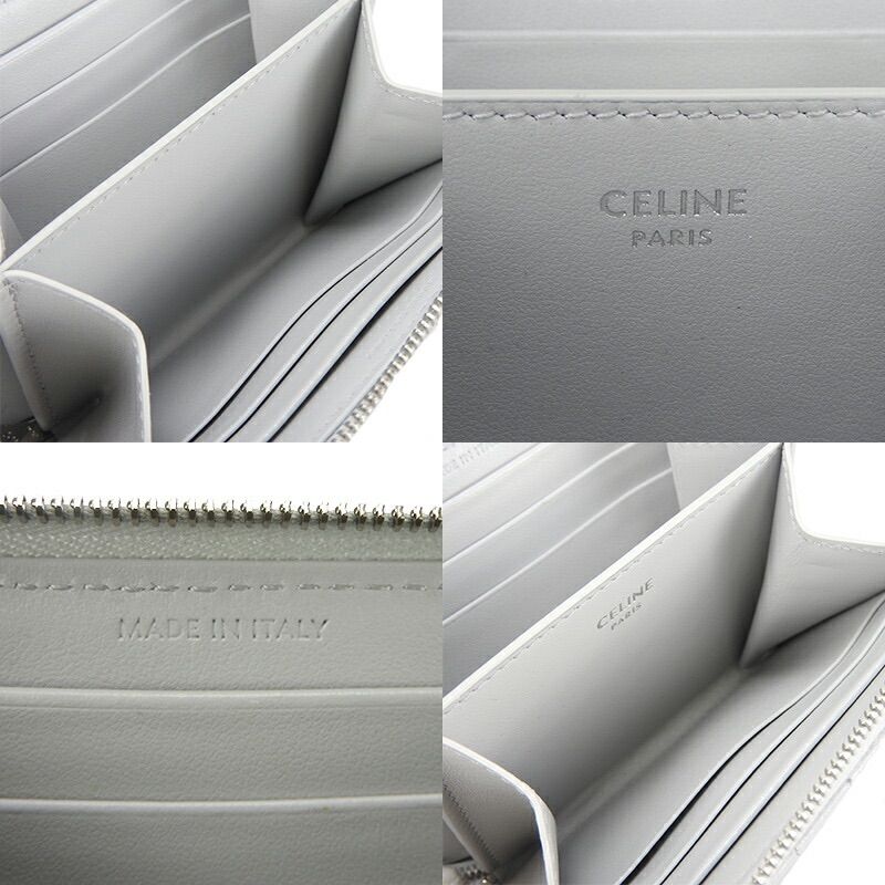 Celine 10b663bfl.08gc Compact Zipped Wallet Ccharm Calfskin Light Grey Silverhar