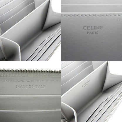 Celine 10b663bfl.08gc Compact Zipped Wallet Ccharm Calfskin Light Grey Silverhar