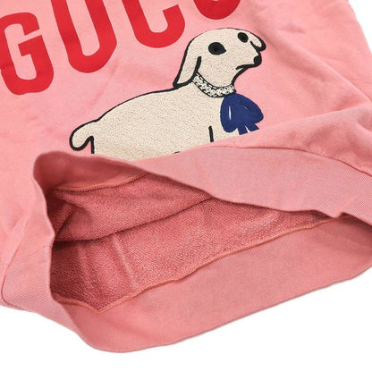 Gucci Sweatshirt Dog Rhinestone XS Pink 100% Cotton Long Sleeve Women's