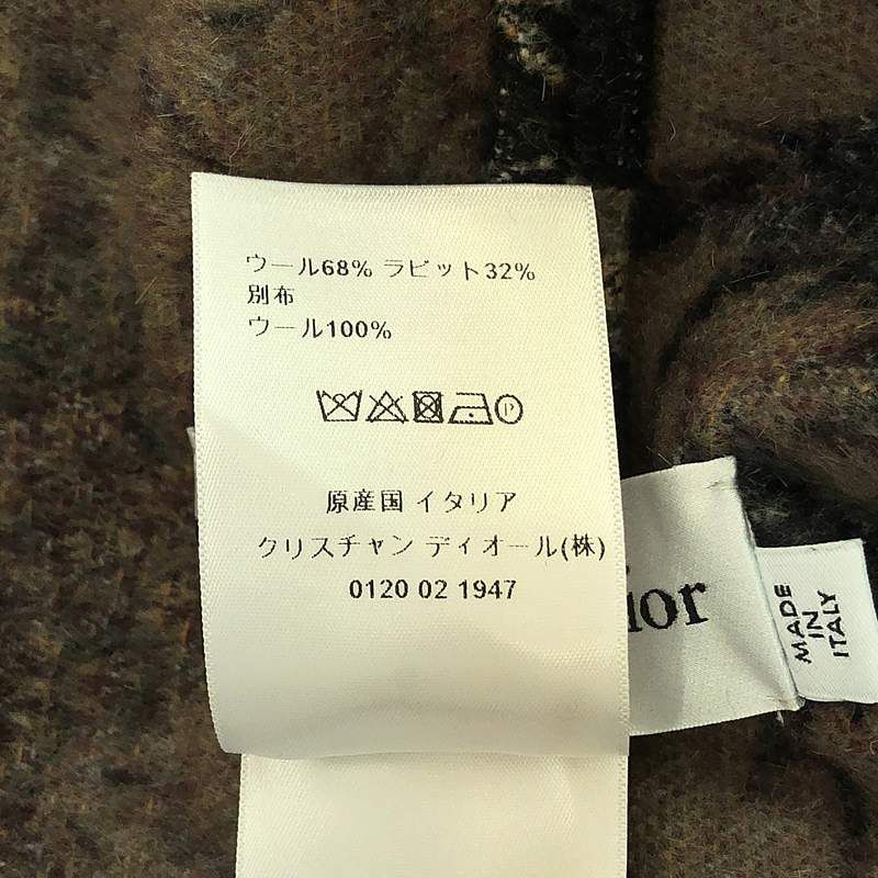 Christian DIOR | 2020ss | Wool Jacquard Fringe Shawl Poncho | S | Charcoal