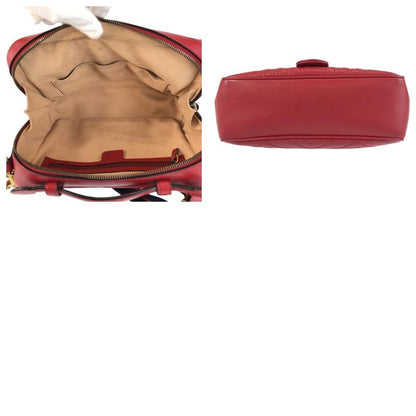 Gucci GG Marmont Red Gold Hardware Leather 498100 Shoulder Bag Pochette Women