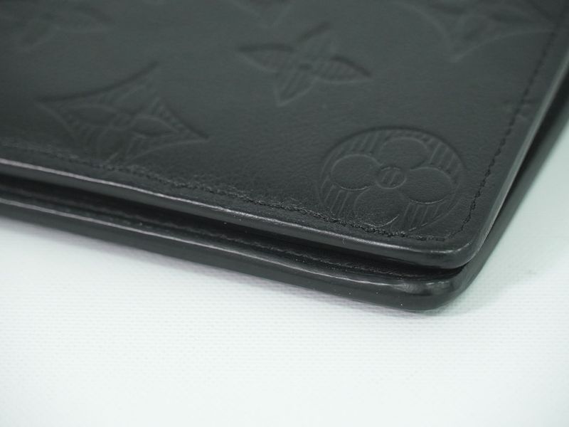 Authentic Louis Vuitton LV Portefeuille Brazza Monogram Shadow Noir Black