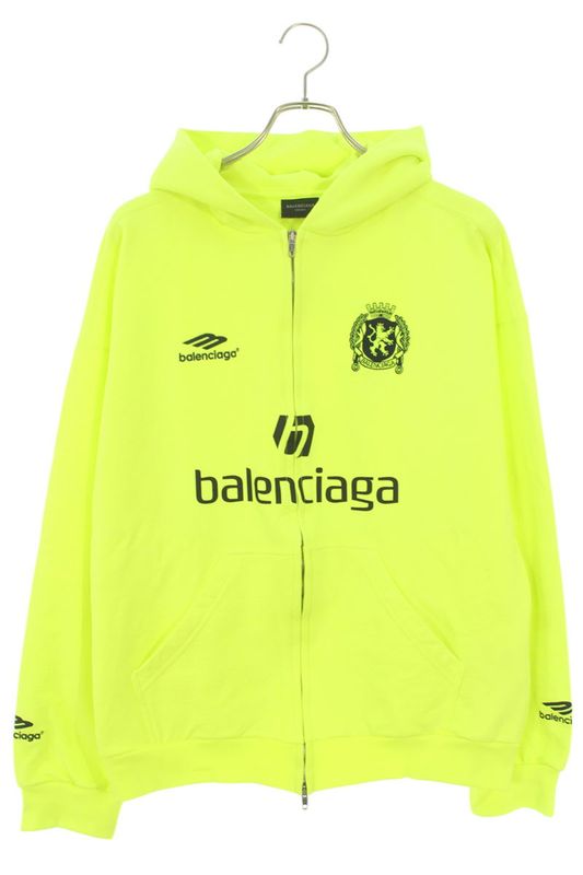 Balenciaga Soccer Paris Zip-hoodie 744457 Tpvs6 Logo Embroidered Zip Hoodie