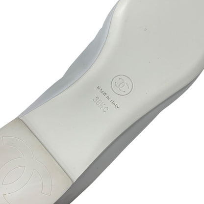 Chanel Flat Shoes Leather Fabric White Black White Mary Jane Here Mark Ballet