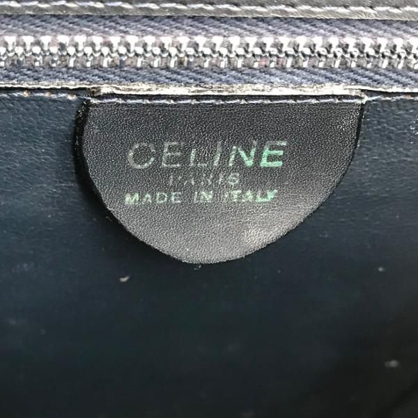 Celine Leather Ribbon Hand Bag Navy Gold