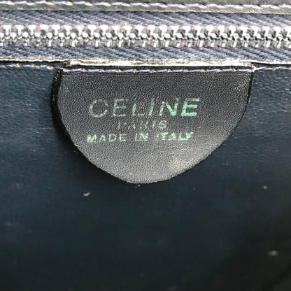 Celine Leather Ribbon Hand Bag Navy Gold