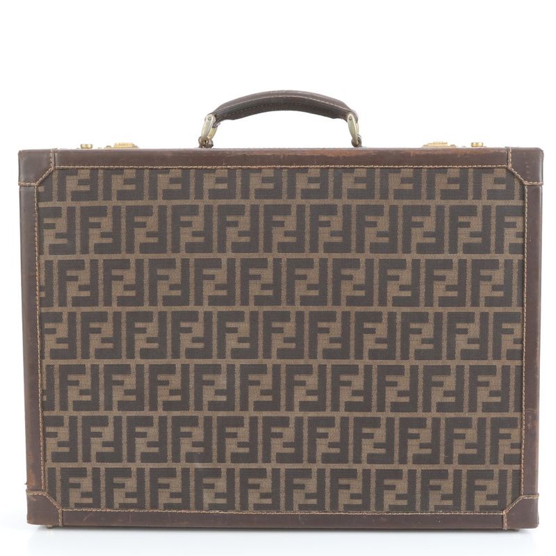 Vintage Fendi Zucca Leather Attache Case Hard Case Business Briefcase Business