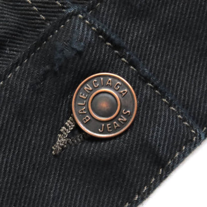 Balenciaga 22AW 719313 Tnw54 Denim Foodie Pull-over Parker 100% Cotton Damaged